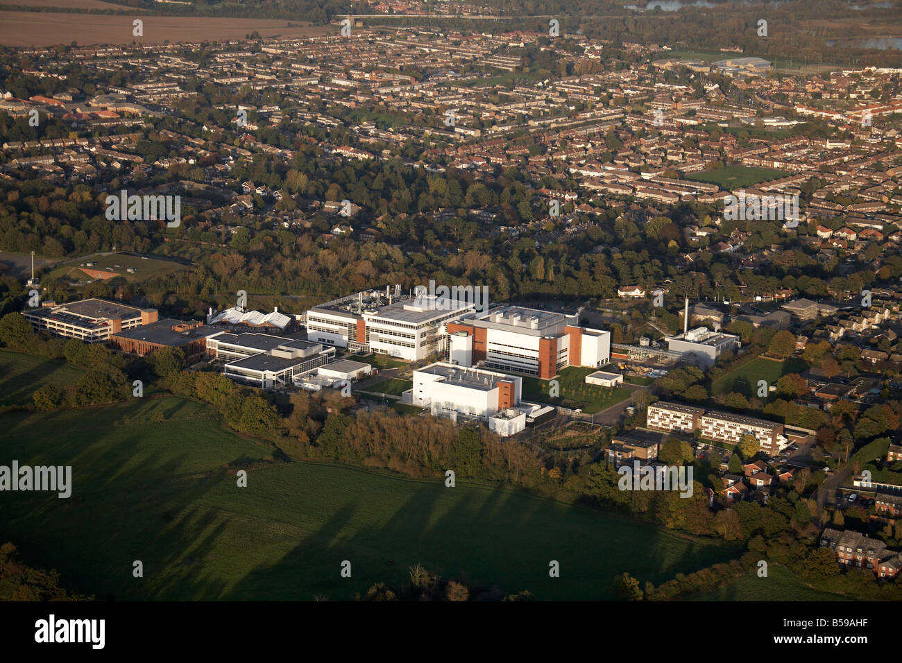Aerial view south east industrial works Hertford Road Westfield JMR