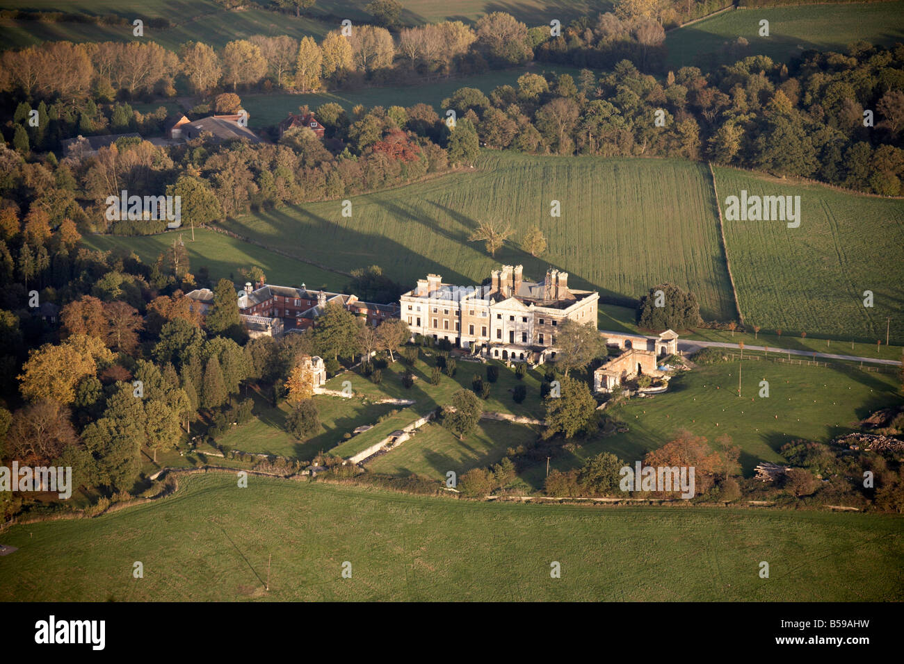 Aerial view north east of Copped Hall Rod Stewart s Epping Estate and