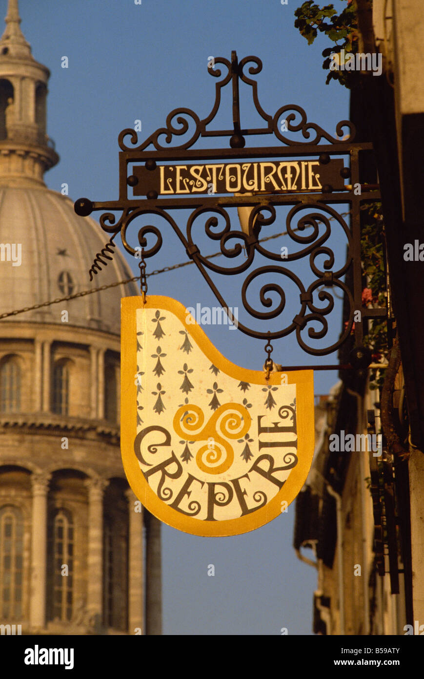 Restaurant sign in the old town of Boulogne France M Garrett Stock Photo