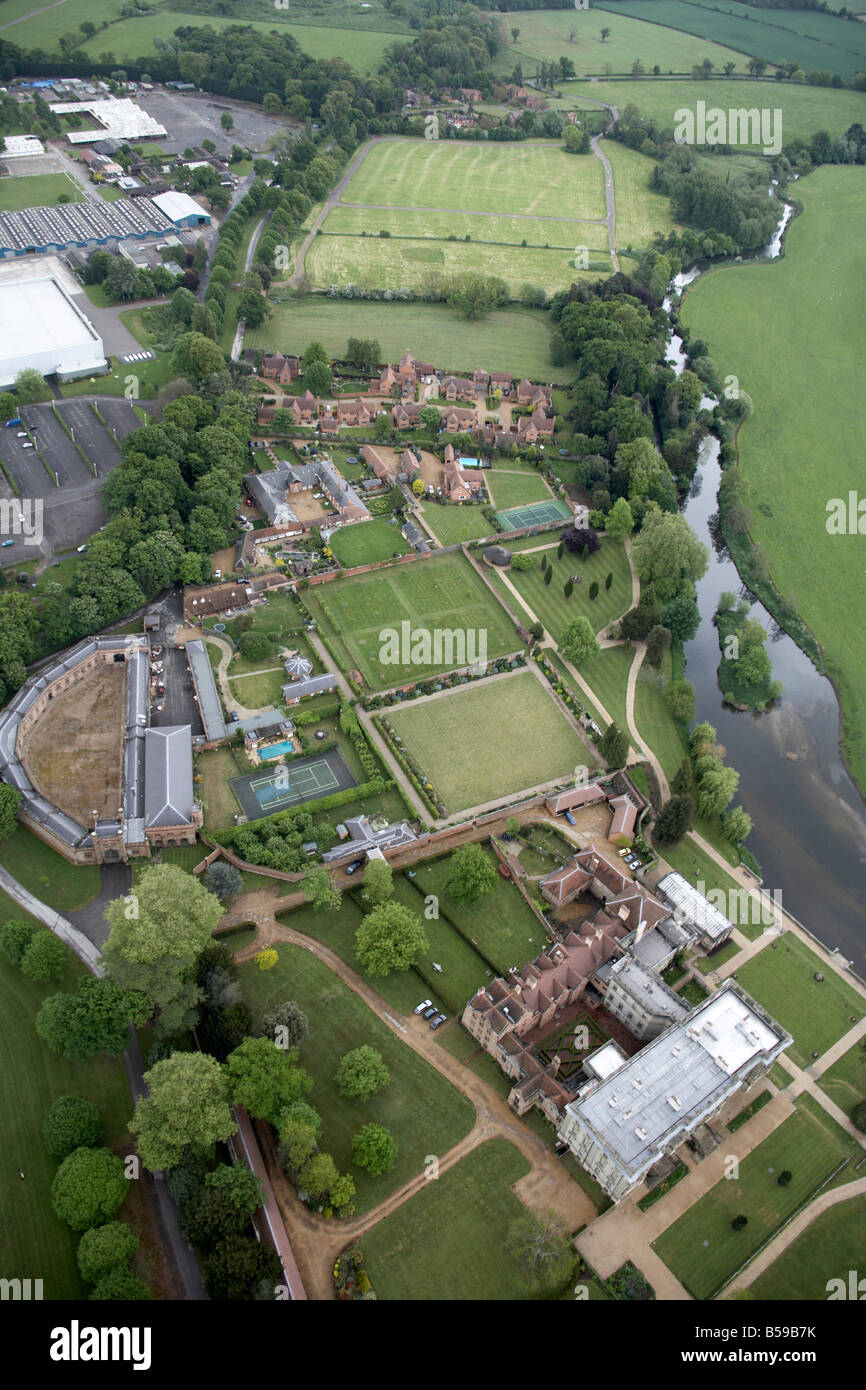 Aerial view south east of Stoneleigh Abbey country houses gardens Stock
