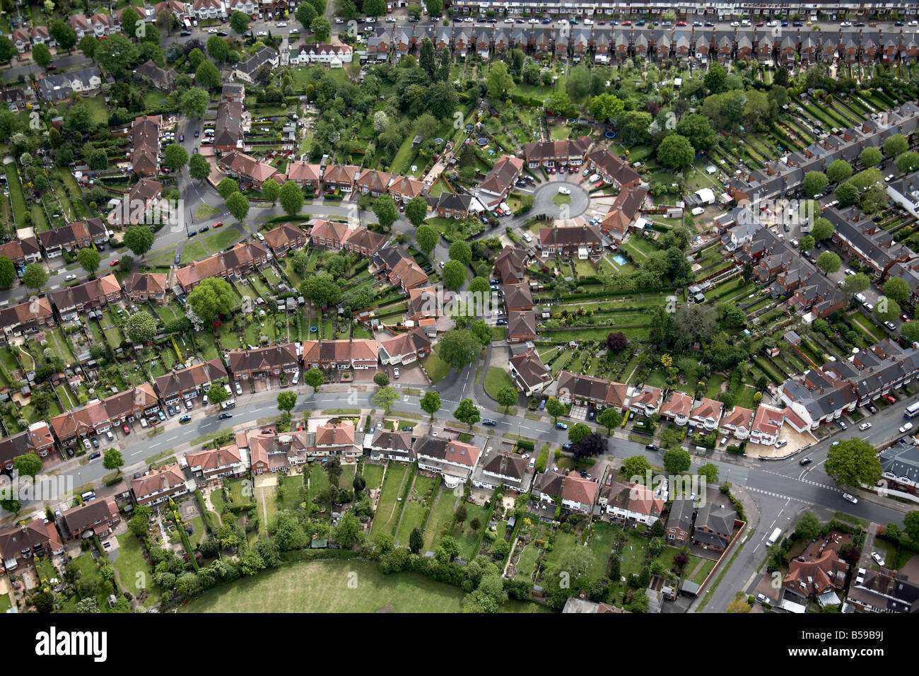 Aerial view south west of suburban houses May Lane Haunch Lane Ardley Road Beechwood Road Kings