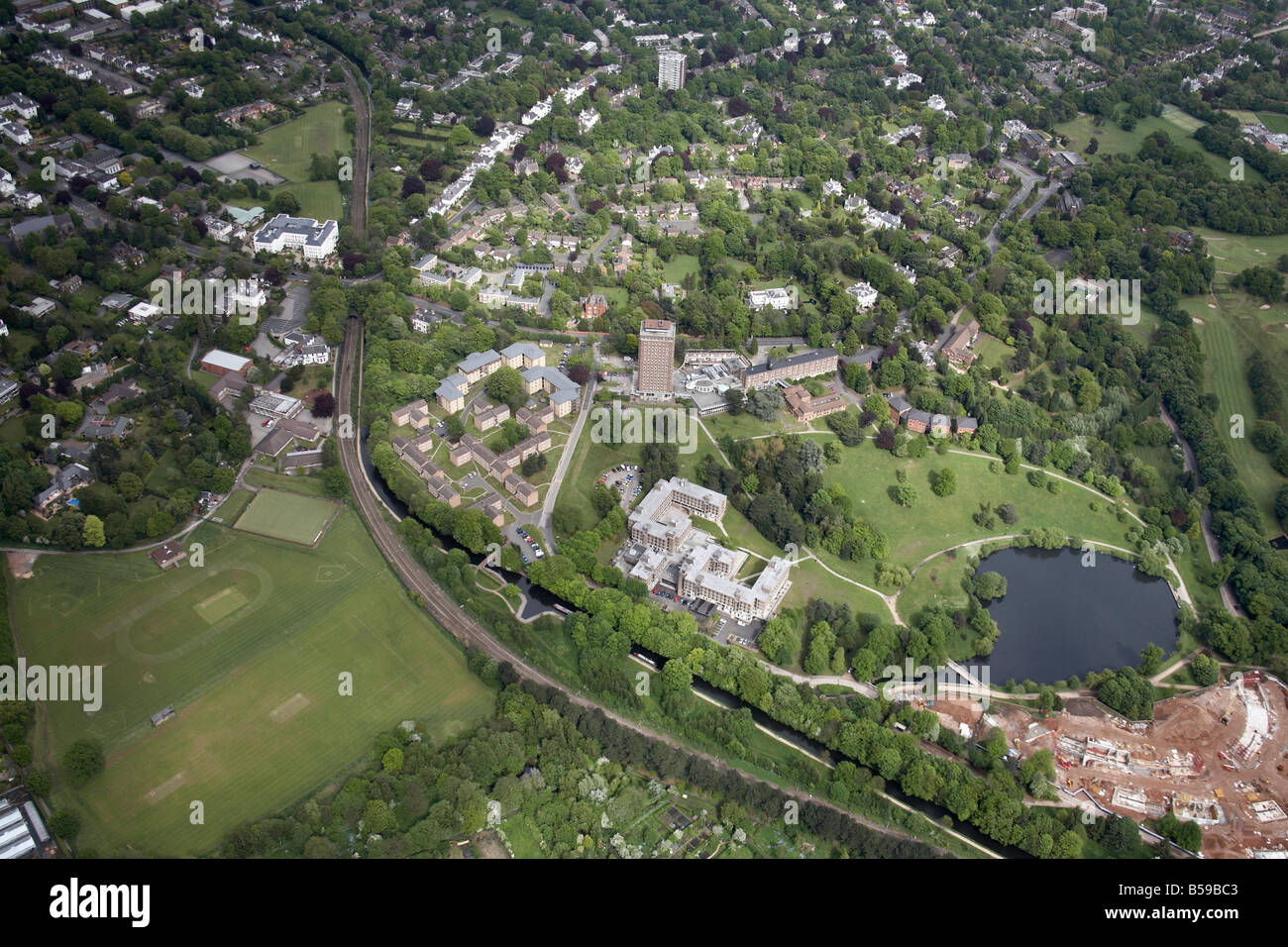 Aerial view of birmingham university hires stock photography and