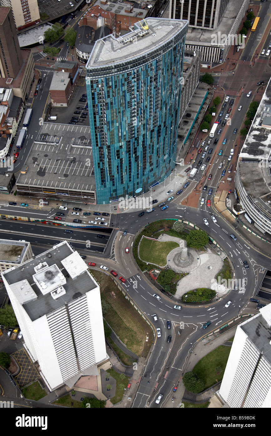 Aerial view north east of 10 Holloway Circus Tower Birmingham s Two Tallest Tower Blocks Chinese Pagoda Moor Street Birmingham B Stock Photo