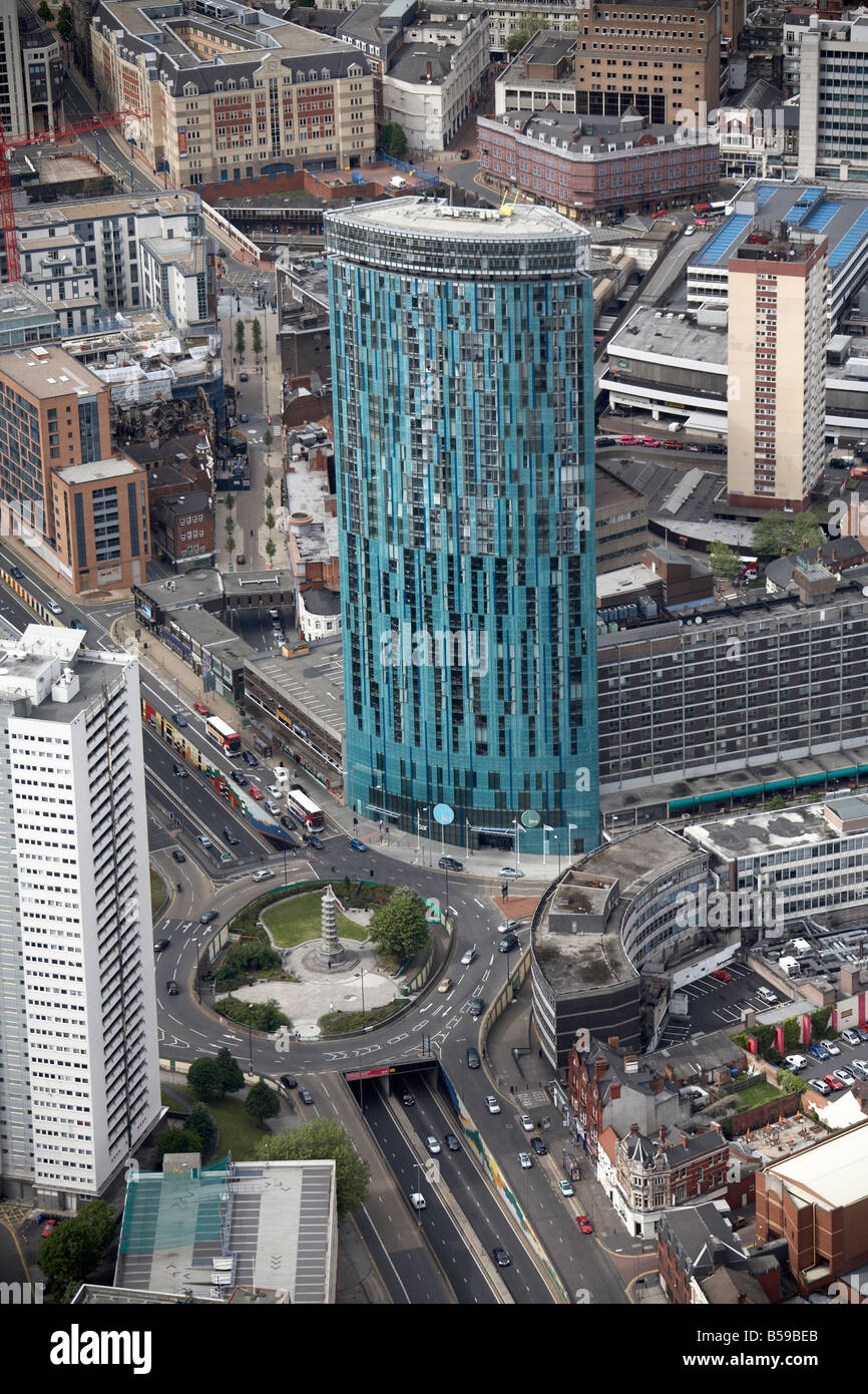Aerial view north of 10 Holloway Circus Tower inner city tower blocks