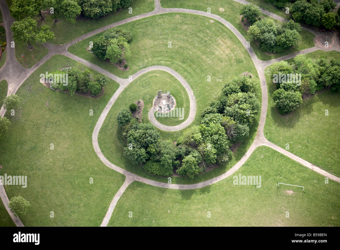 Aerial view south west of Victoria Park trees Kingston Road Birmingham