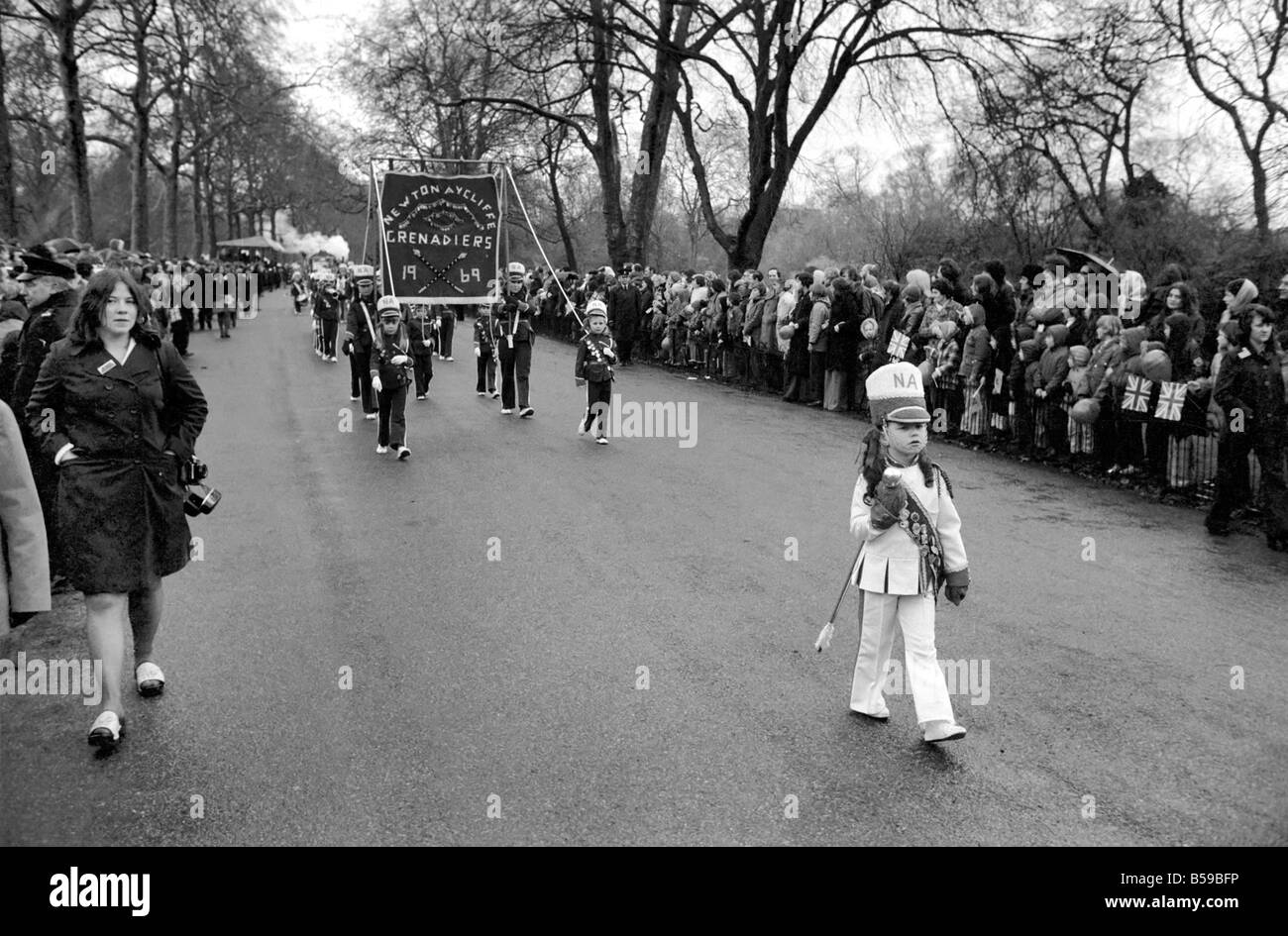 The Easter parade, Battersea Park. Totally blind in one eye, almost deaf and with a heart complaint, 6-year-old Michel Russel m Stock Photo