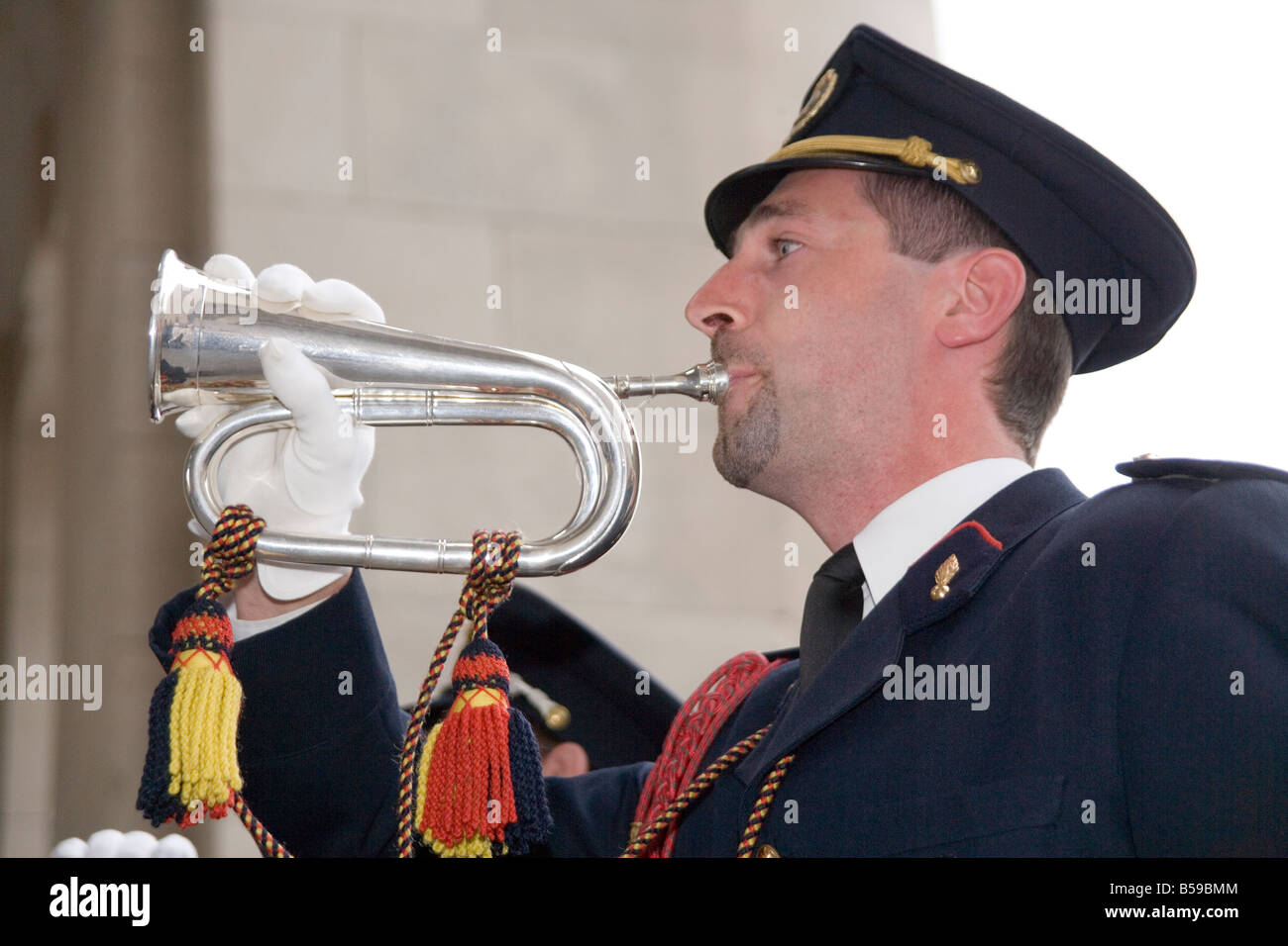 Fire Brigade bugler at the Last Post Ceremony to remember the British