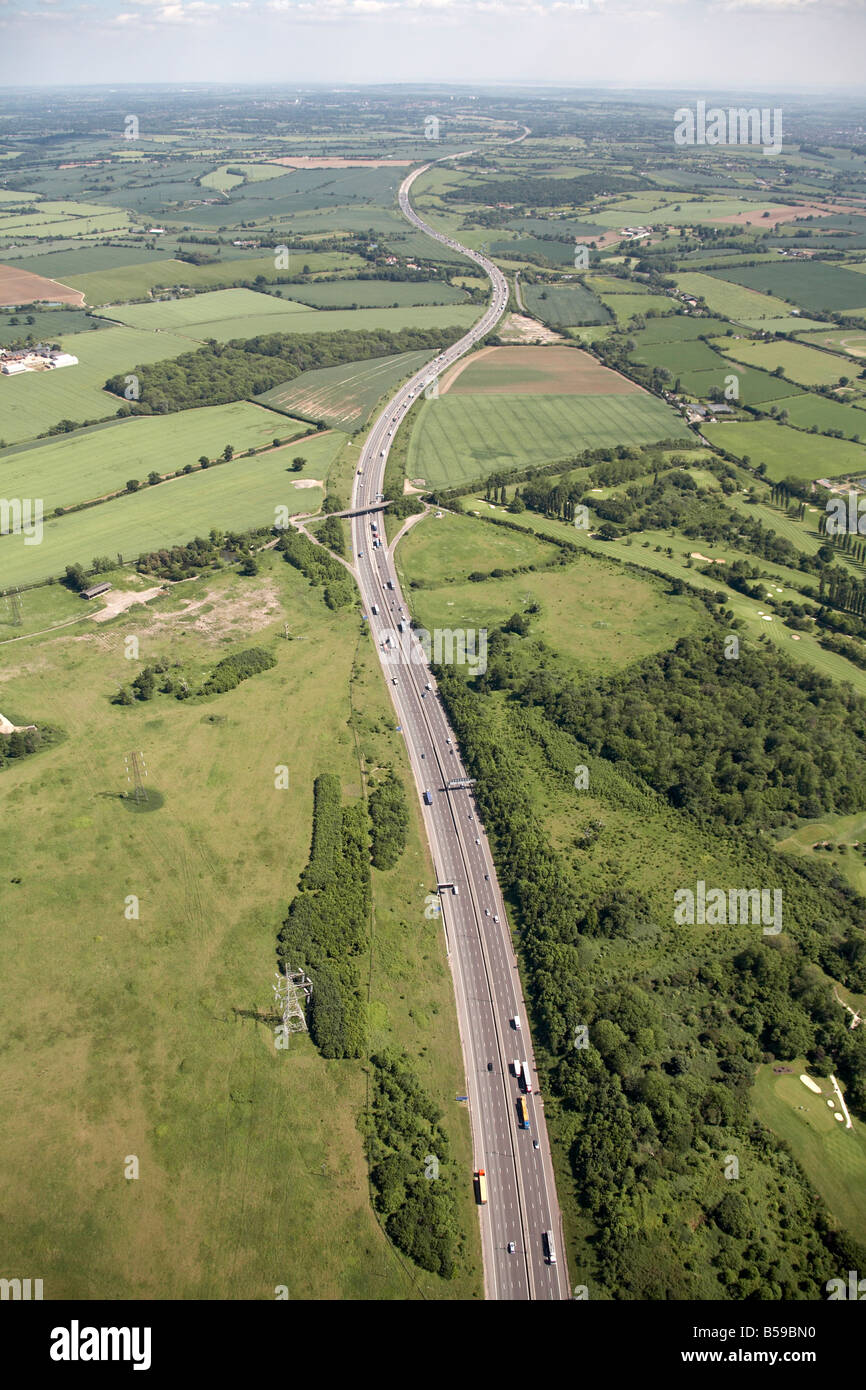 Aerial view south east of Abridge Golf Course Country Club M25 Motorway Epping Road country fields trees Essex RM4 England UK Stock Photo