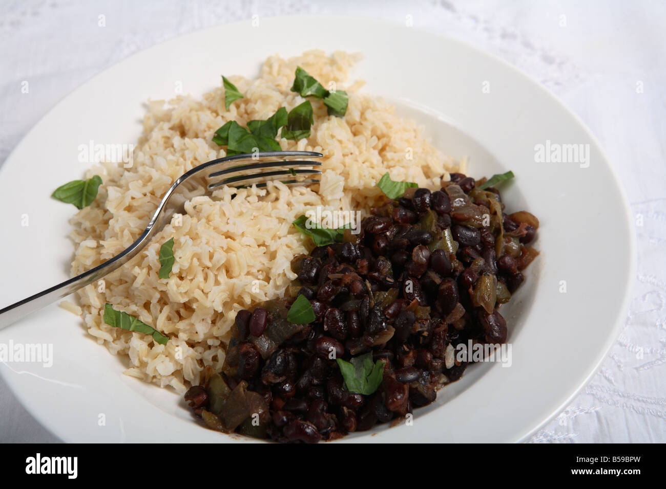 Cuban black beans and rice a very traditional dish known as Moors and