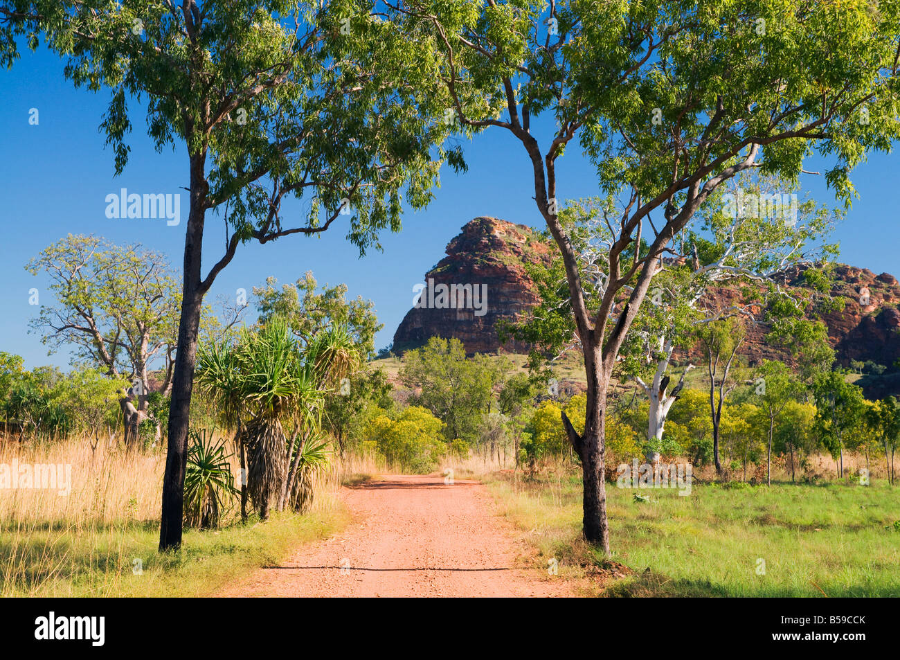 Rocky outcrop and road, Keep River National Park, Northern Territory, Australia, Pacific Stock Photo