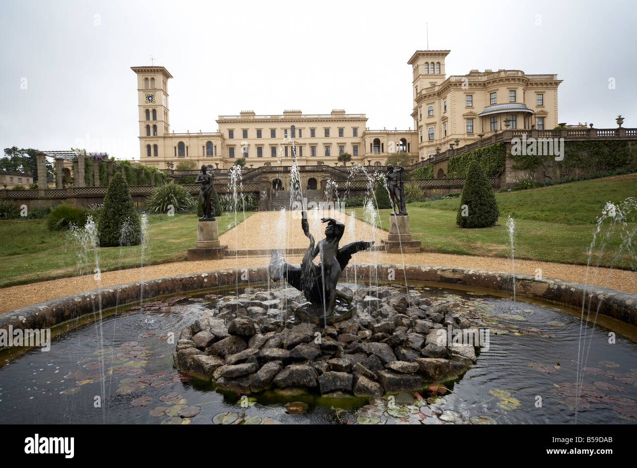 Fountain in gardens of Osborne House former home of Queen Victoria East