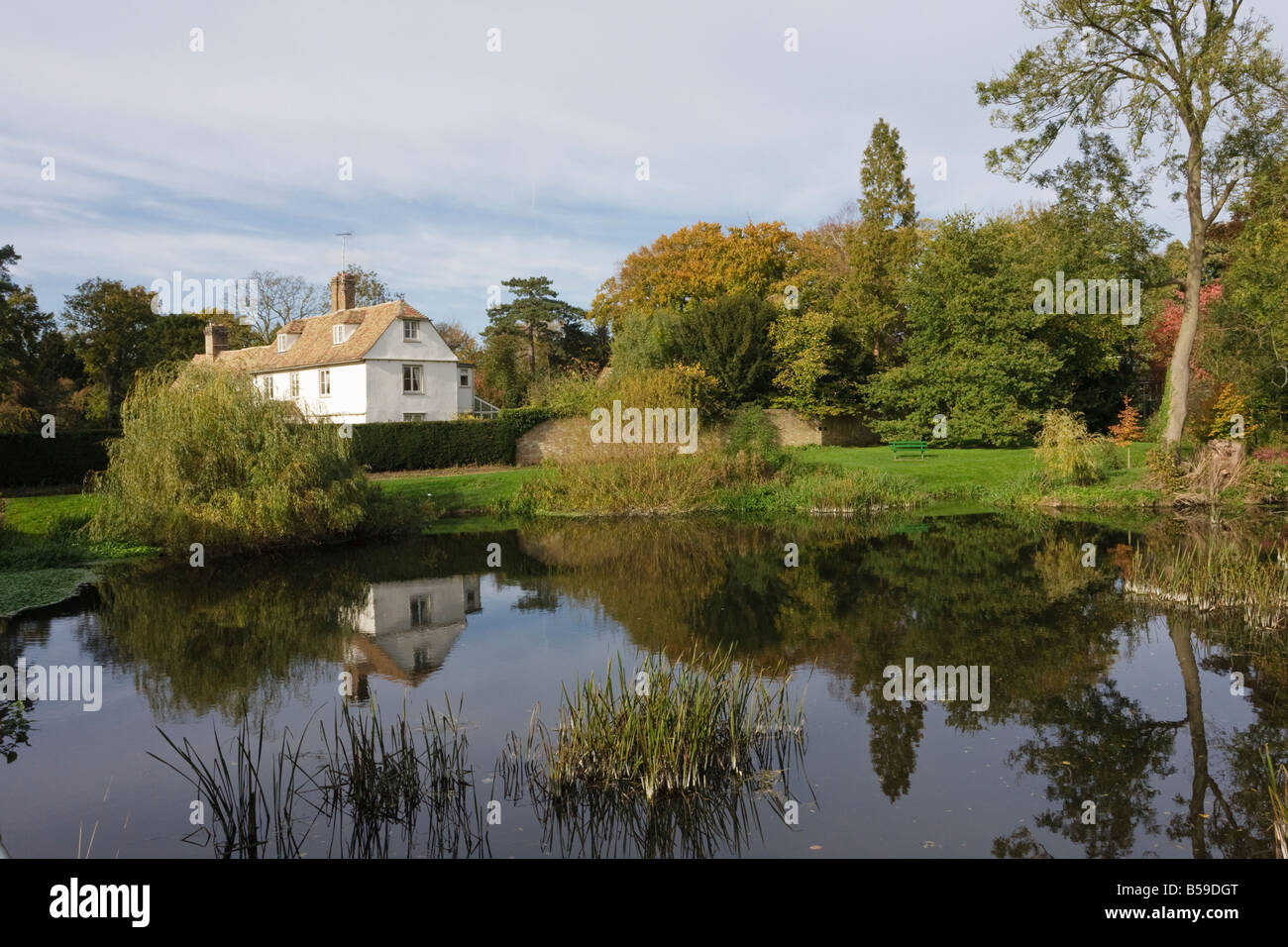 The Mill Pool in Autumn sunlight Grantchester Cambridgeshire Stock Photo