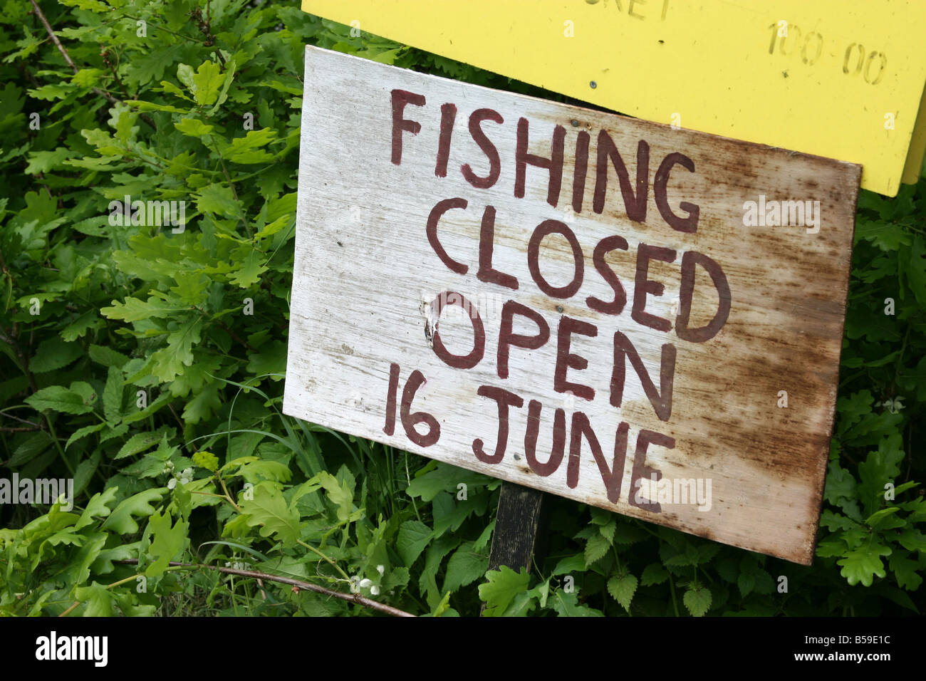 Fishing closed sign Stock Photo