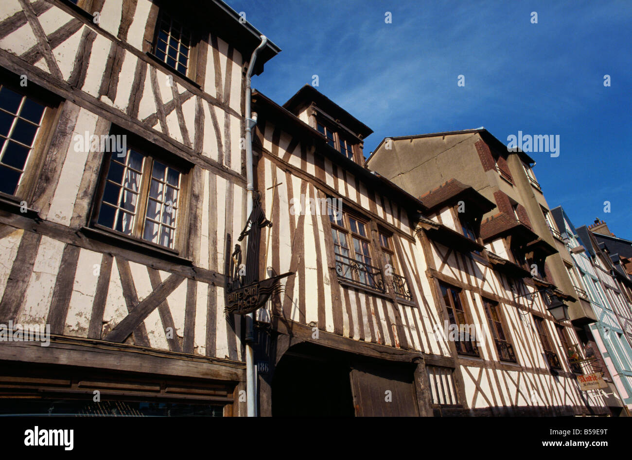 Aitre Saint Maclou, 16th century charnel house, typical of half timbered houses in the city of Rouen, Haute Normandie, France Stock Photo