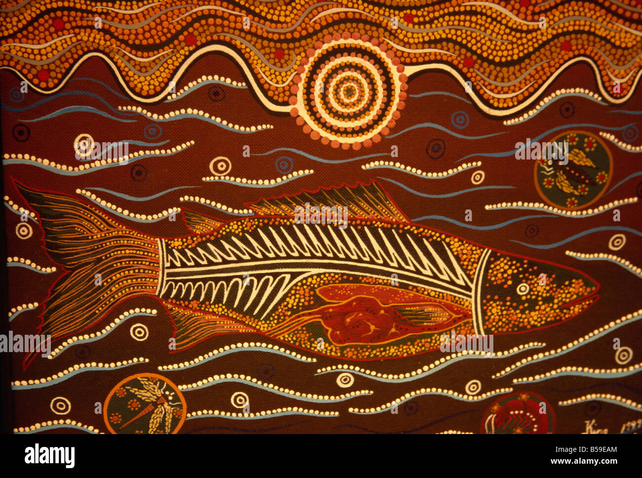 Painting from the Dreamtime, Aboriginal art, Australia, Pacific Stock Photo