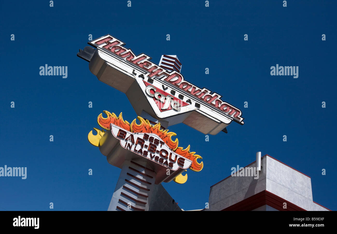 Harley Davidson Cafe sign, Las Vegas Stock Photo