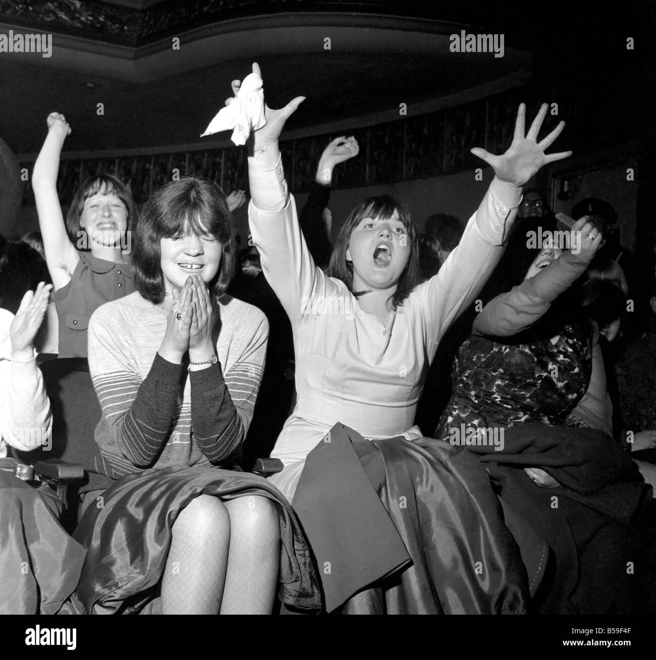 Screaming girl fans greet the Beatles on their appearance at the ABC Cinema in Edinburgh;October 1964  ;S09288-002 Stock Photo