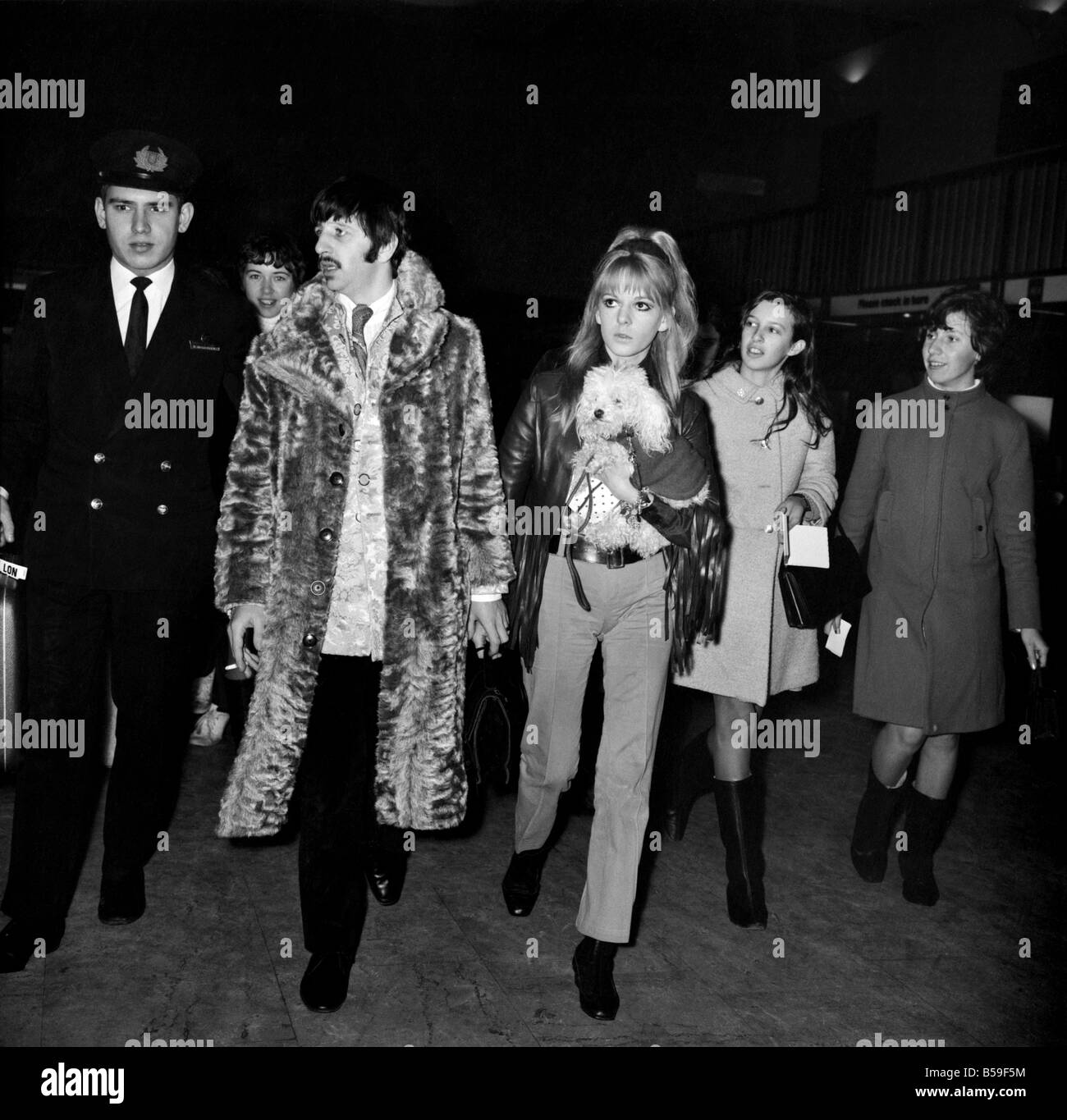 Beatles drummer ringo starr his wife maureen at heathrow airport Black ...
