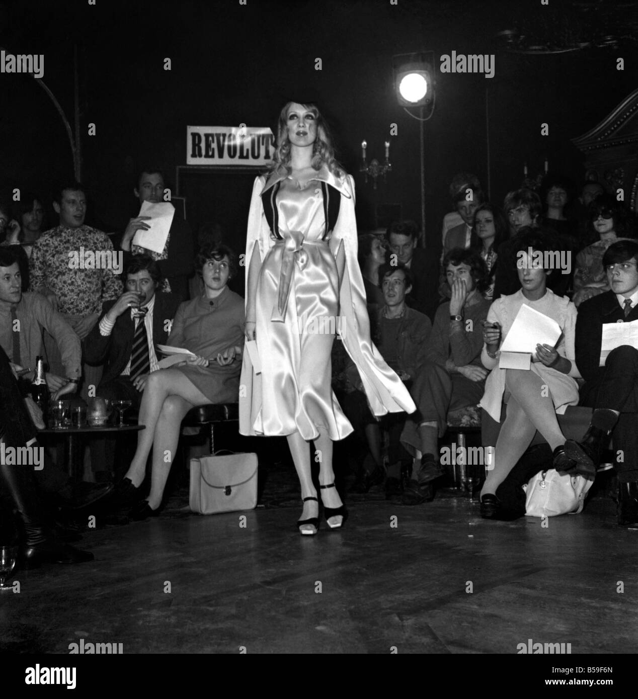 Beatles at Quorum Fashion Show at Revolution Club, Mayfair. ;Models showing  off some of the designs by Ossie Clark and Alice Pol Stock Photo - Alamy