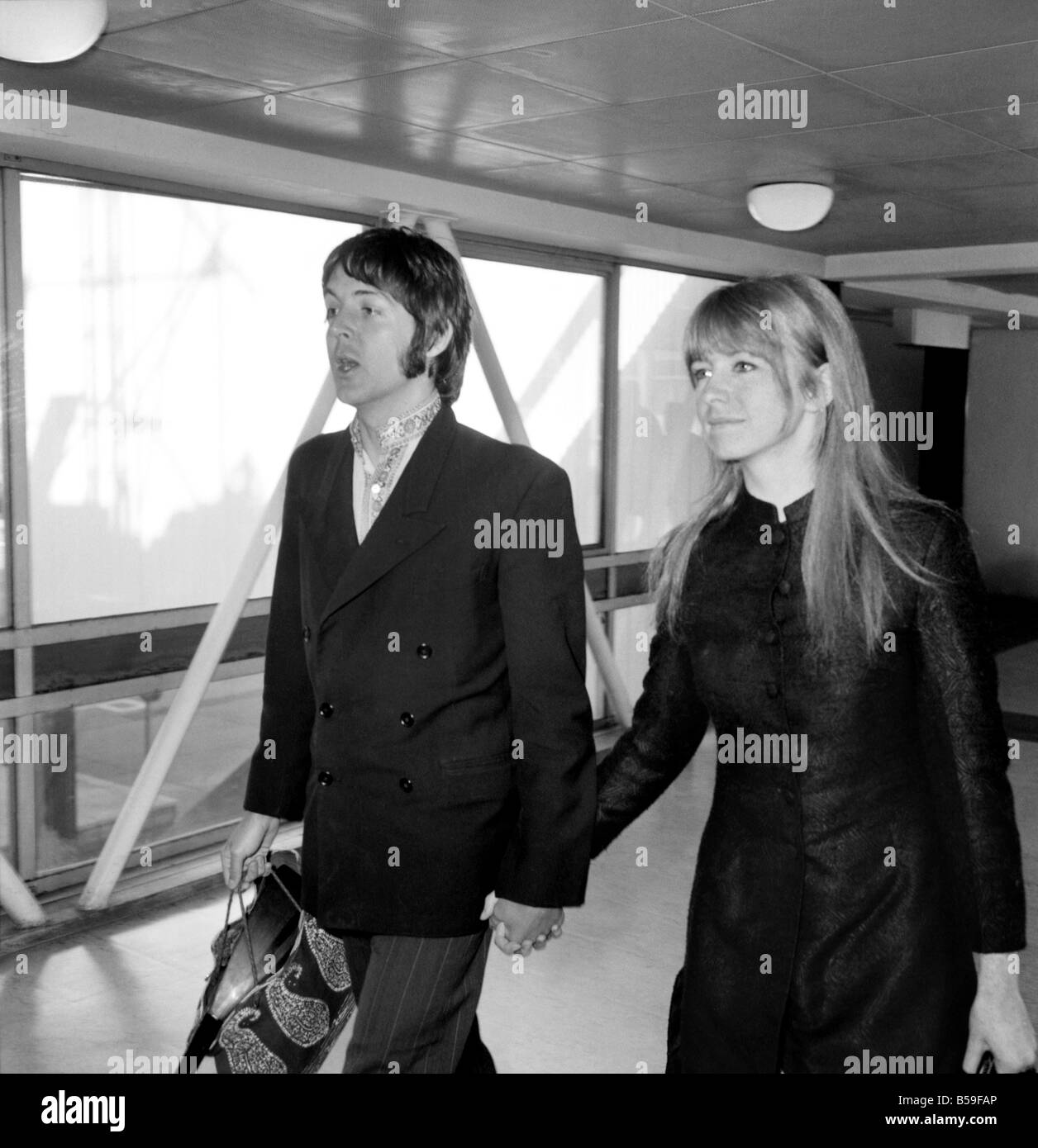 Paul McCartney of the Beatles and Jane Asher at Heathrow today. March ...