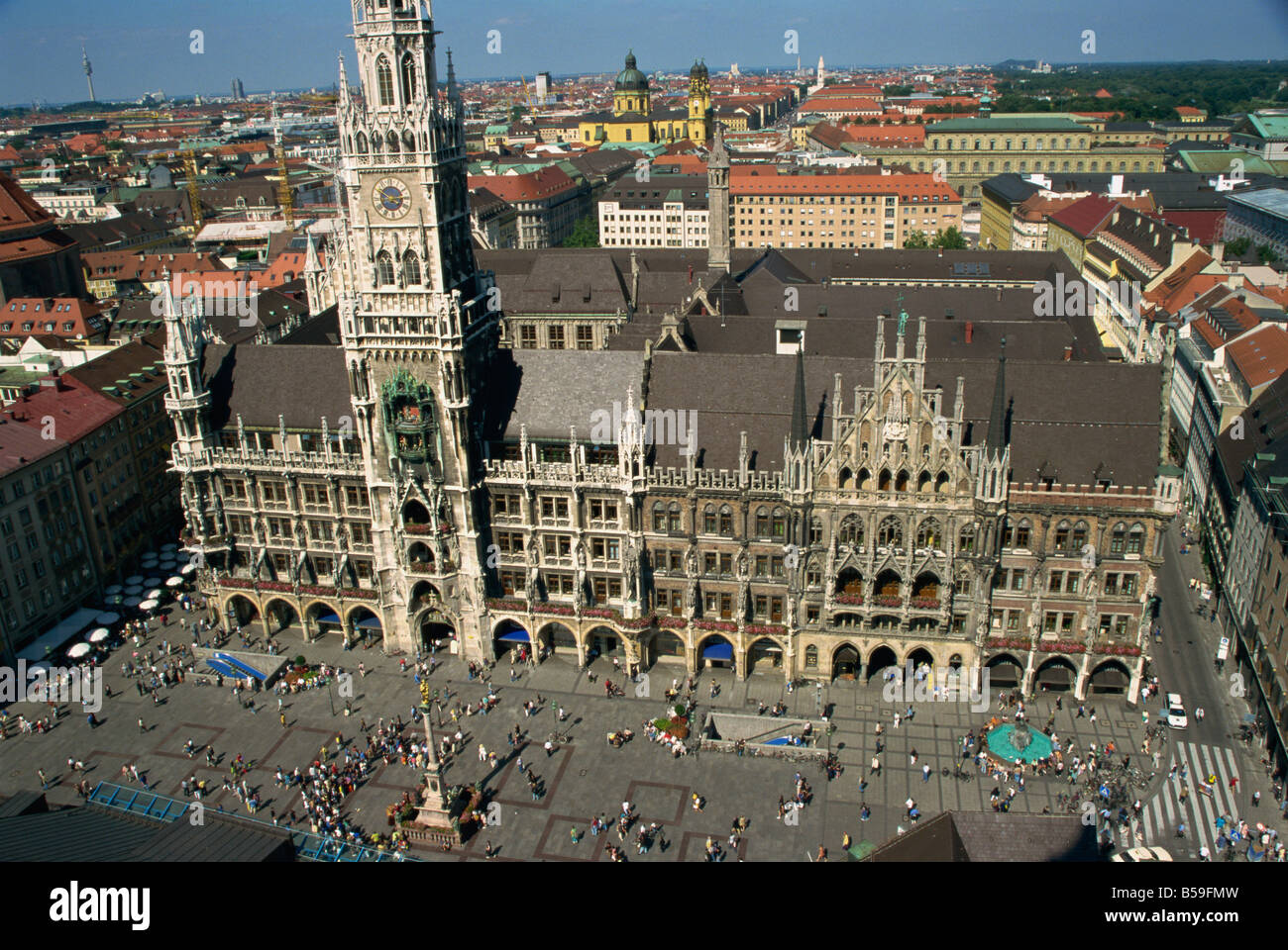 Neues Rathaus and Marienplatz Munich Bavaria Germany Europe Stock Photo