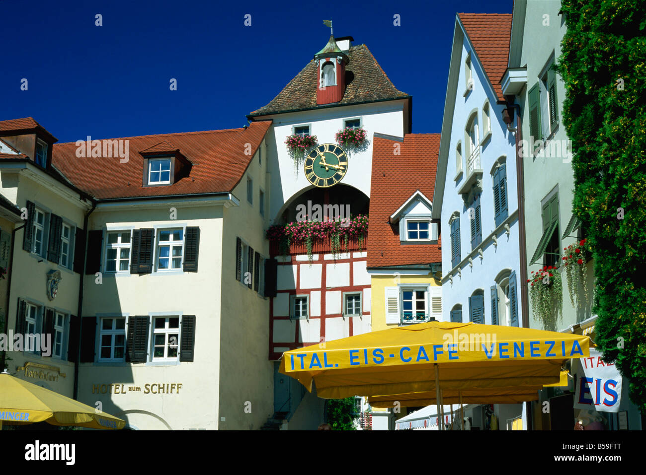 View to the Unterstadttor, Meersburg, Baden-Wurttemberg, Germany, Europe Stock Photo