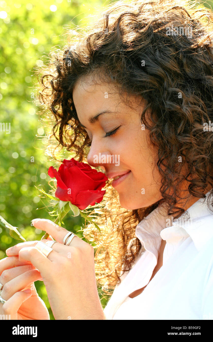 Herbs garden person smelling hires stock photography and images Alamy