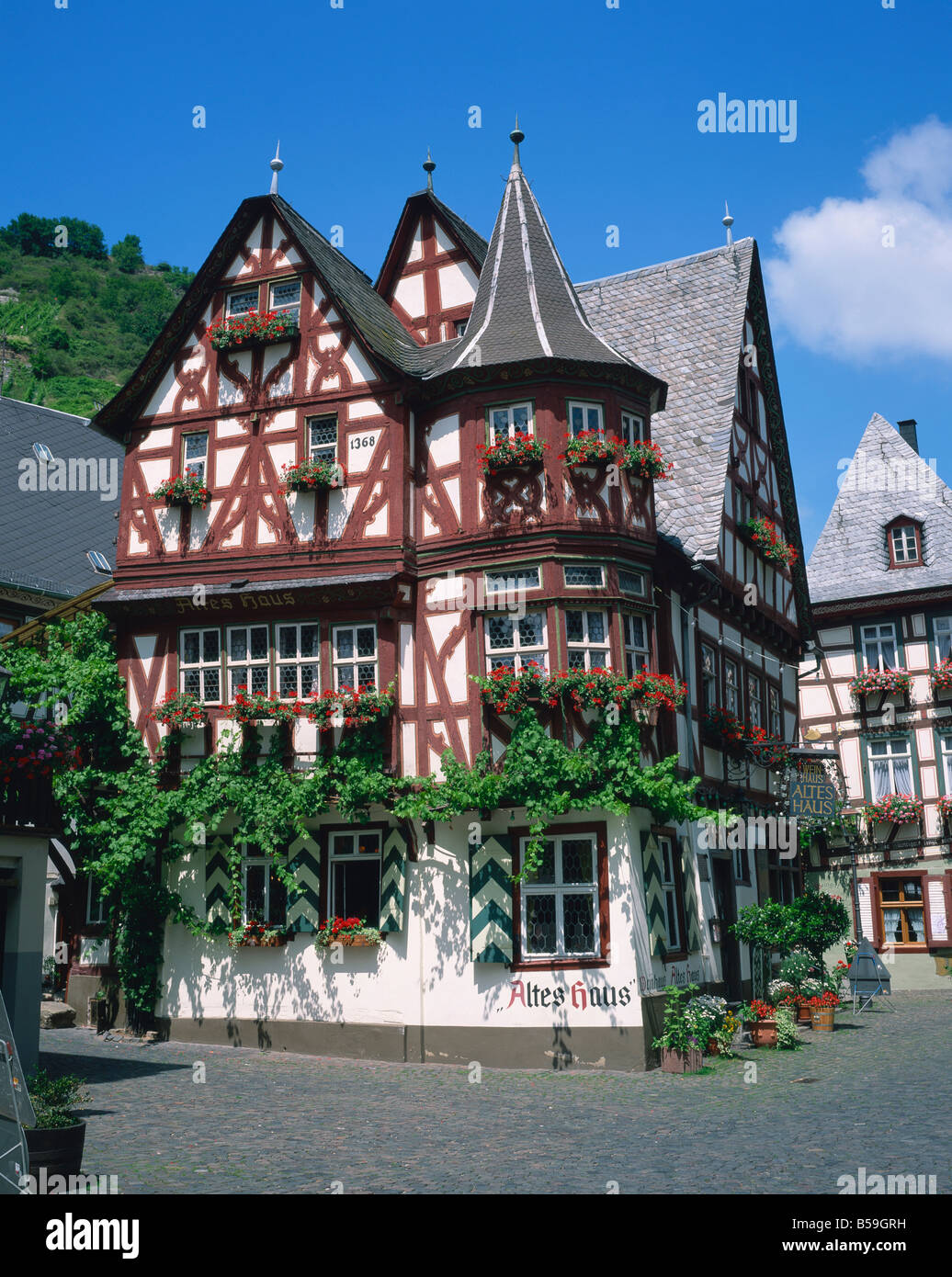 C16th houses at Bacharach in the Rhineland Germany R Rainford Stock Photo