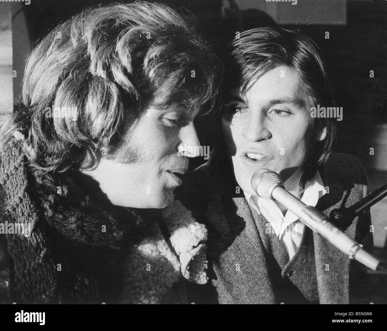 Pop stars Georgie Fame and Alan Price pictured in Newcastle rehearsing ...