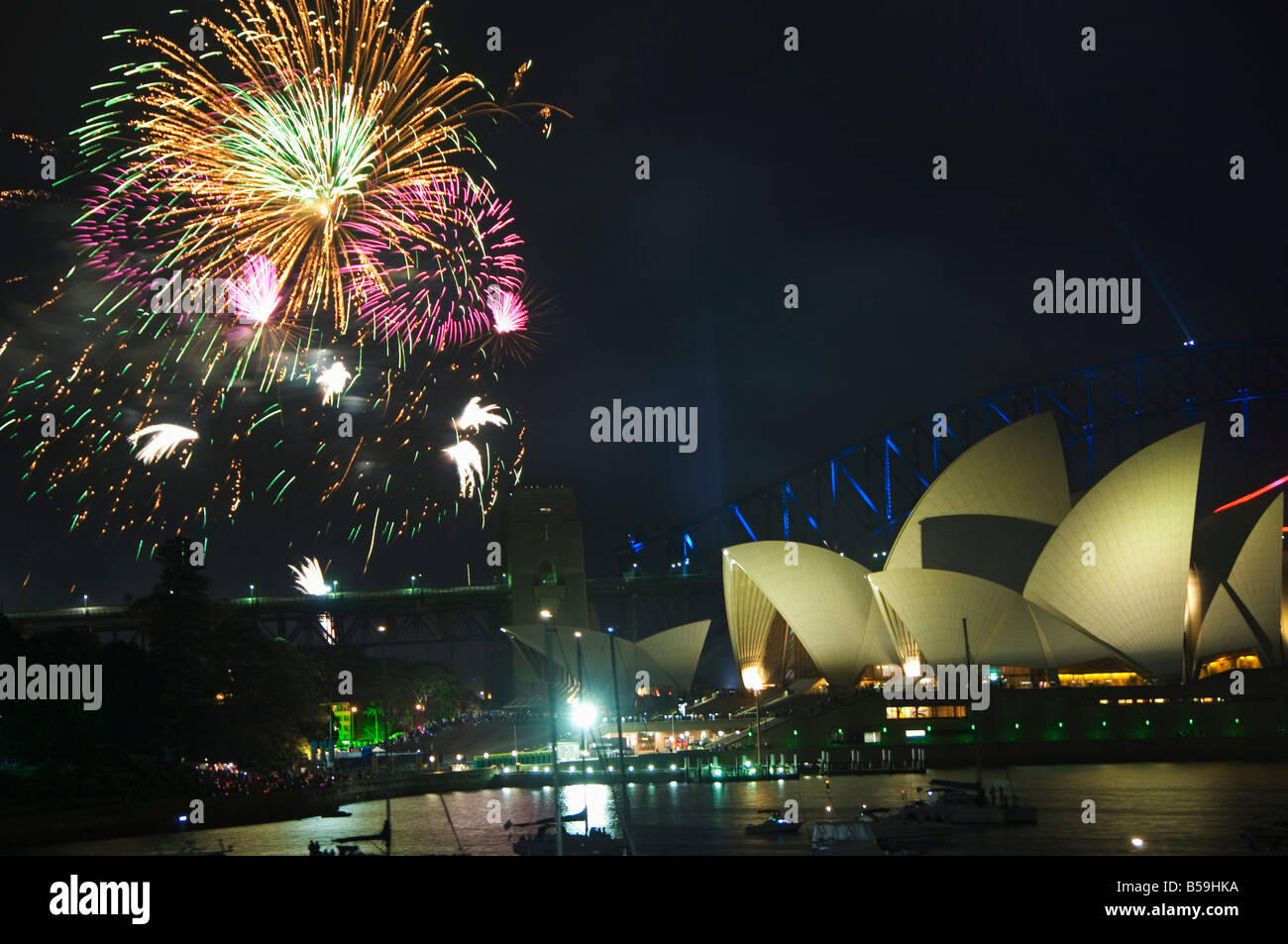 New Years Eve 06, Diamond Anniversary Firework Celebrations, Opera House and boats in Sydney