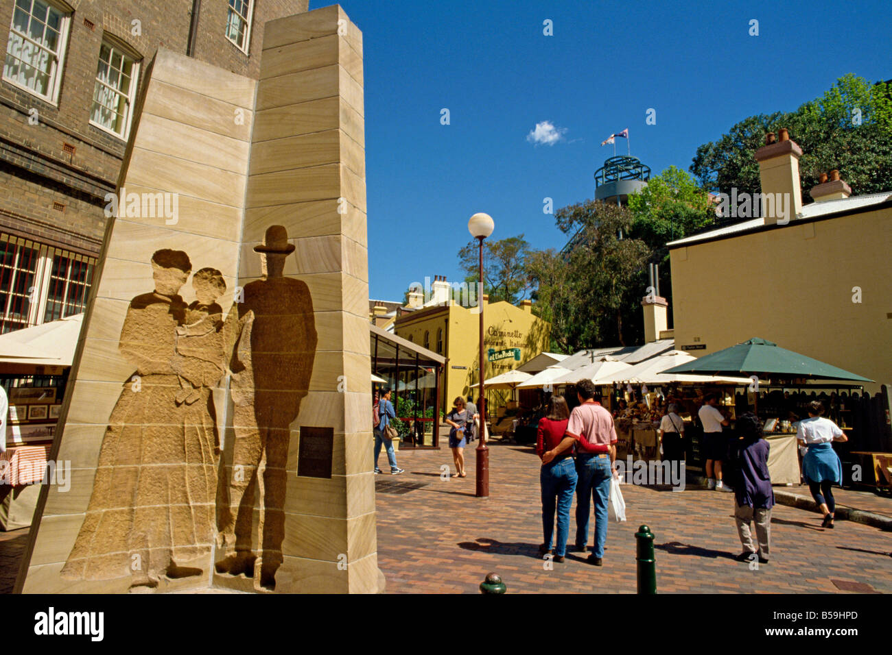Silhouette sculpture in a square in The Rocks area Sydney New South Wales Australia Pacific Stock Photo