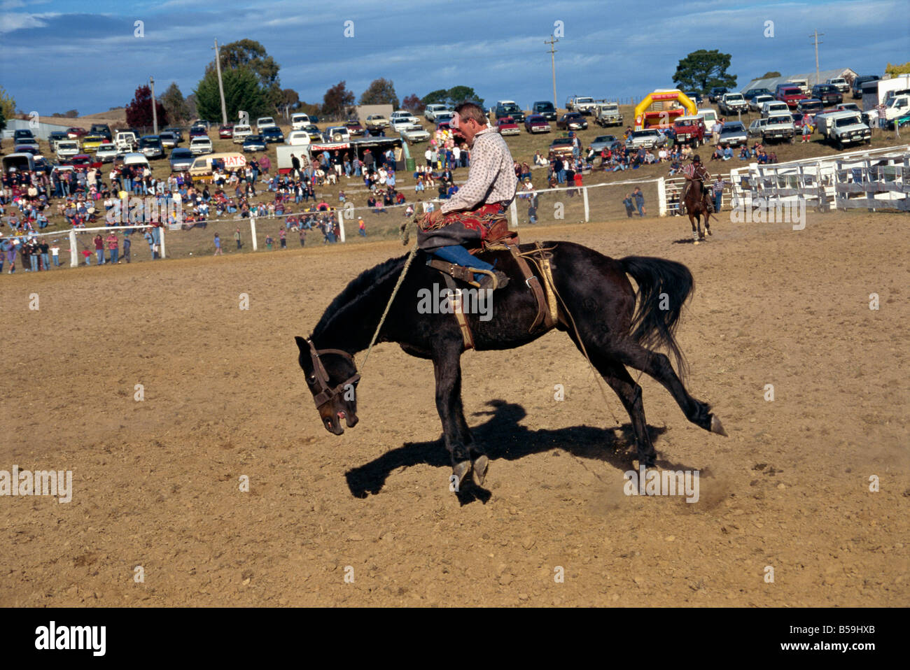 Rider in a local rodeo in Omeo in the state of Victoria Australia C Leimbach Stock Photo