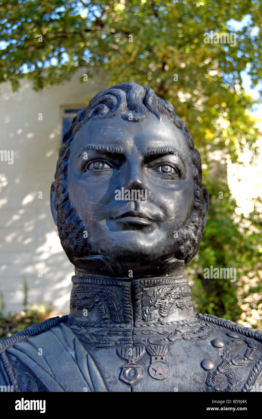 detail of bust of chilean statesman bernardo o'higgins riquelme in richmond upon thames, surrey, england Stock Photo