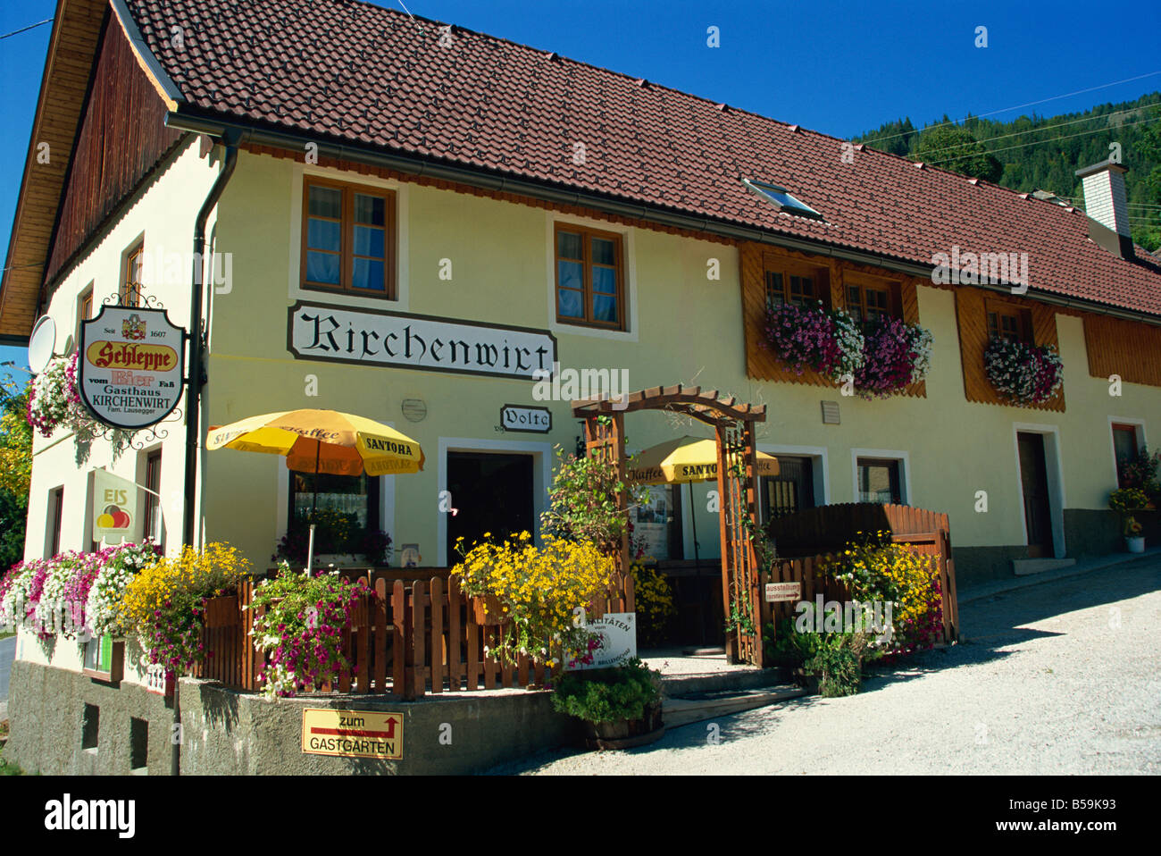 Restaurant, Boden Valley, Carinthia, Austria, Europe Stock Photo