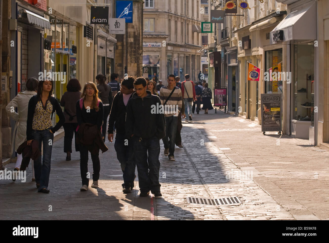 Youths / teenagers in city center pedestrian area, Poitiers, Vienne, France  Stock Photo - Alamy