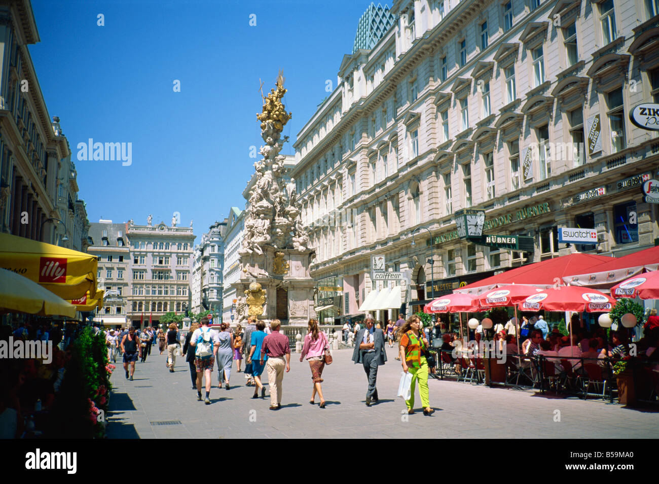 Graben Street and the Plague Column Vienna Austria Europe Stock Photo