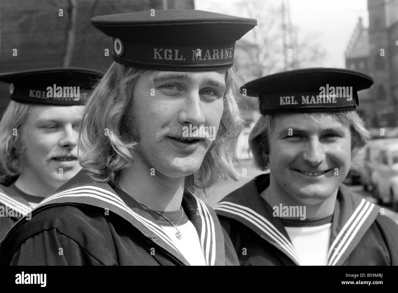 Members of the Danish Navy seen here on shore leave. Sailors in the
