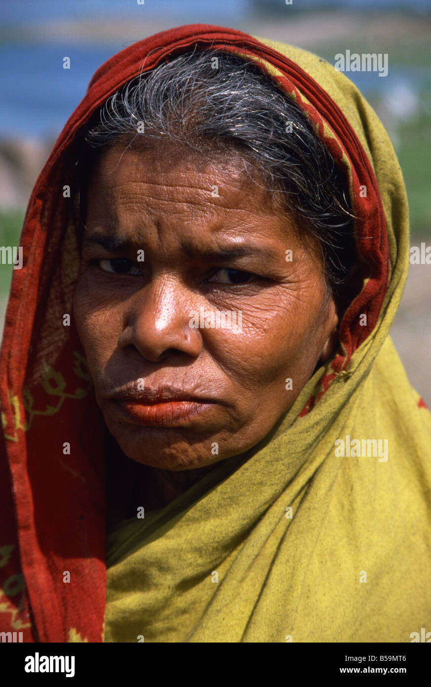 Portraits of a woman from a slum, Dhaka, Bangladesh Stock Photo