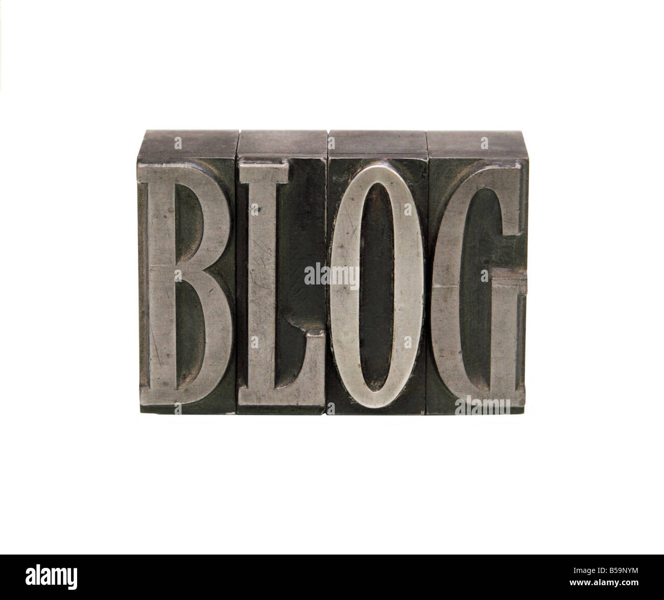 the word 'blog' in letterpress metal type in a condensed font Stock Photo