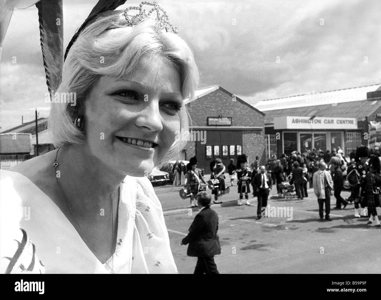 Bedlington Miners Picnic 18 year old Miss Cindy Mullarkey the Picnic Queen on her float Stock