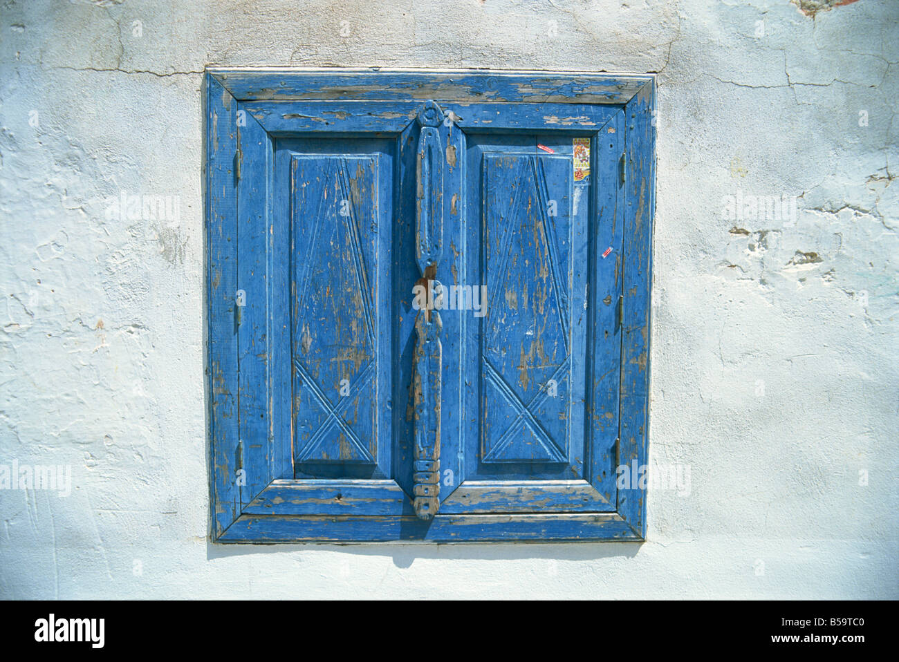 Blue window shutters and white walls Simi Symi Dodecanese Islands Greece A Hall Stock Photo Alamy