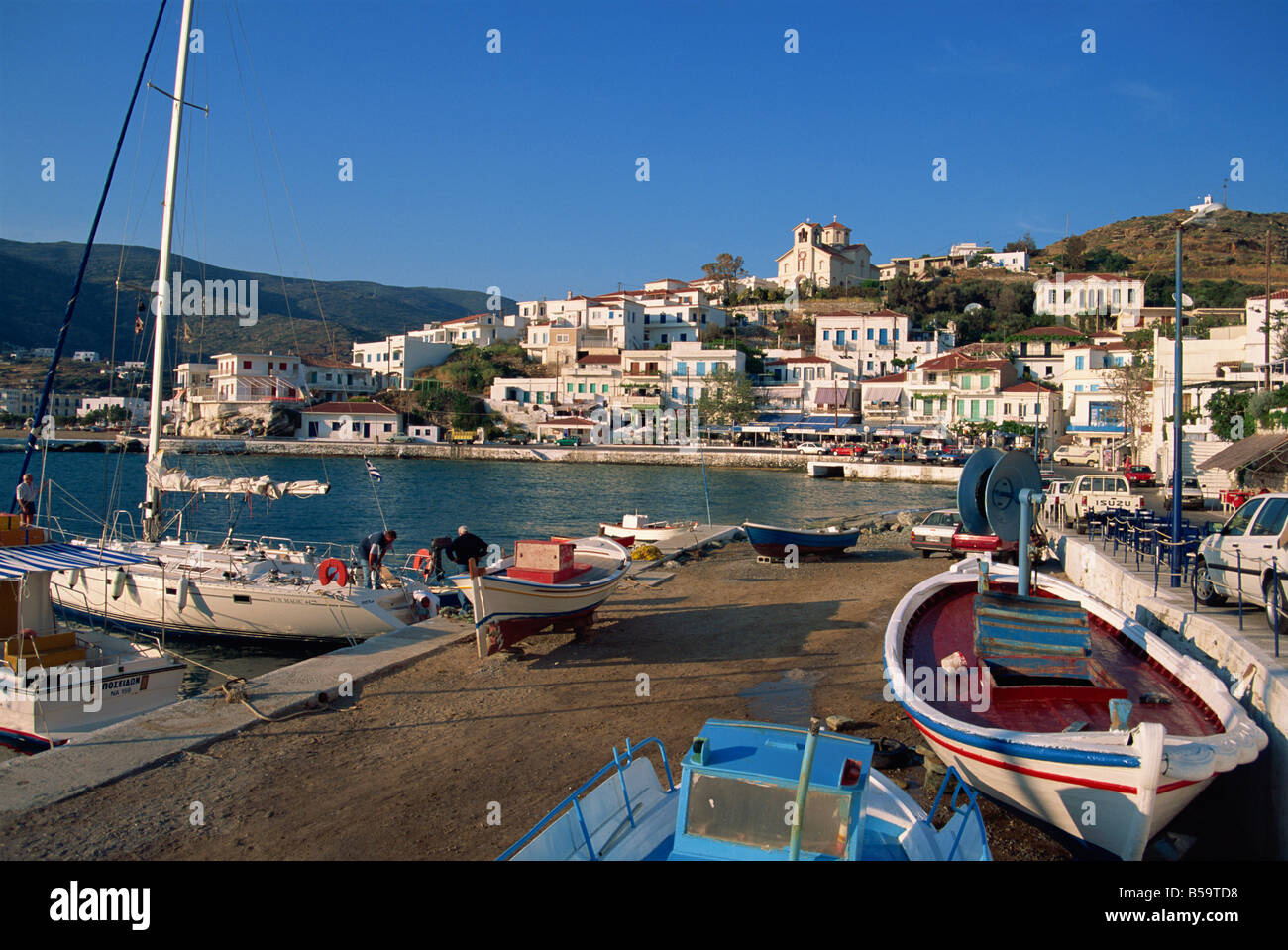 Batsi harbour Andros Cyclades Islands Greece J Lightfoot Firecrest Pictures Stock Photo Alamy