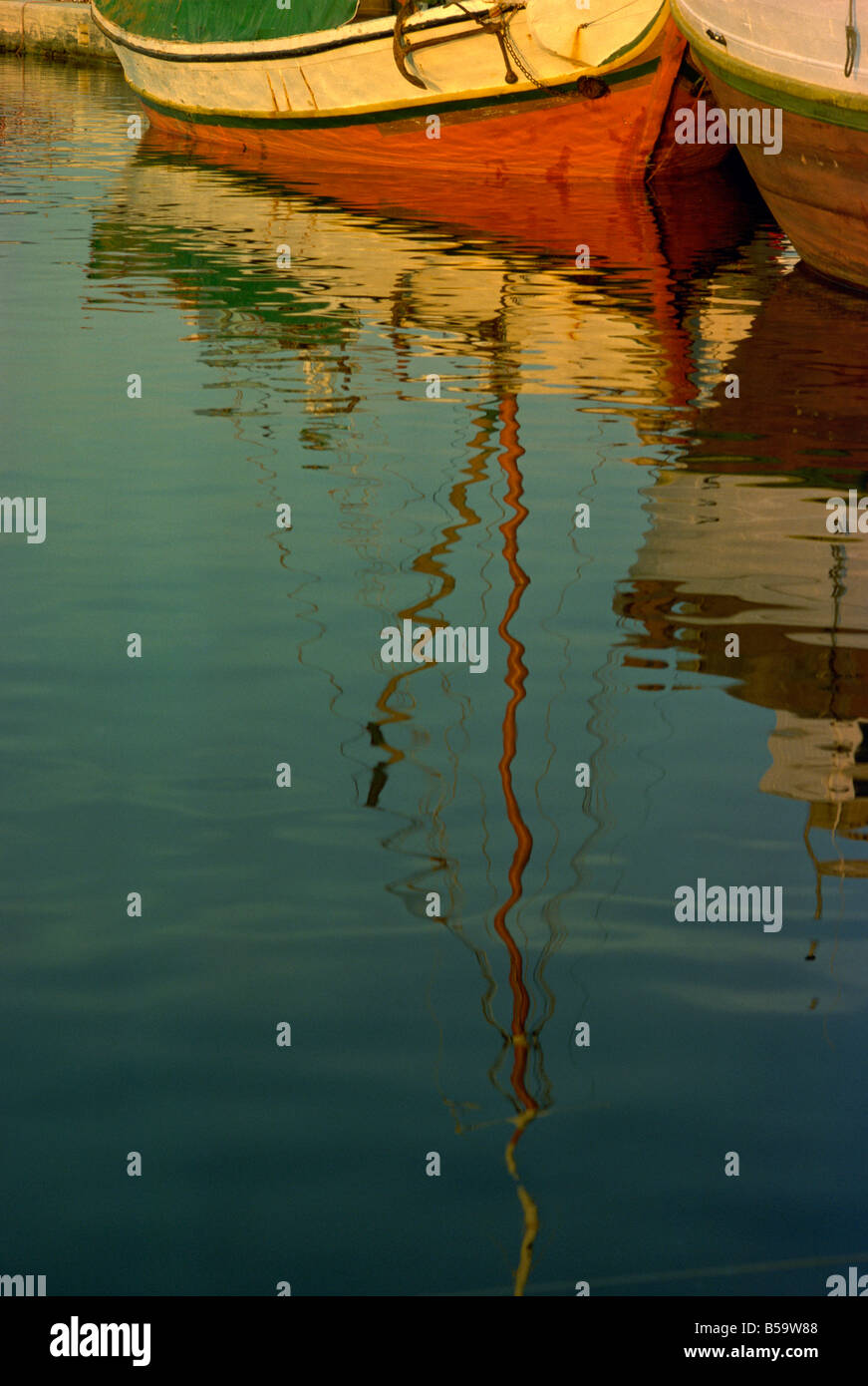Reflections of a boat Greece Europe Stock Photo
