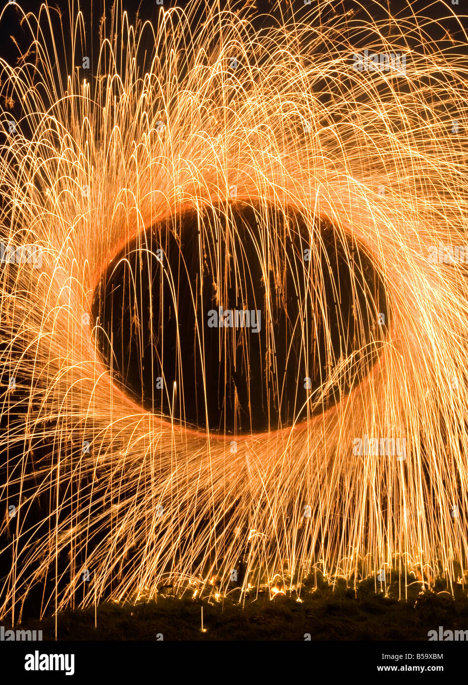 Catherine Wheel firework at full speed Stock Photo Alamy