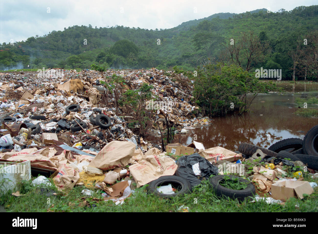 Rubbish dump Grenada West Indies Caribbean Central America Stock Photo