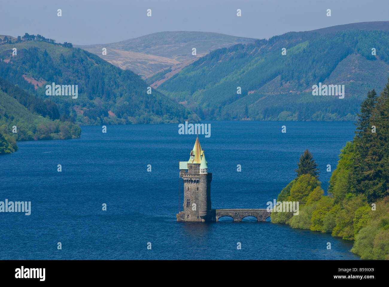 Straining water Tower at lake Vyrnwy, Wales Stock Photo Alamy