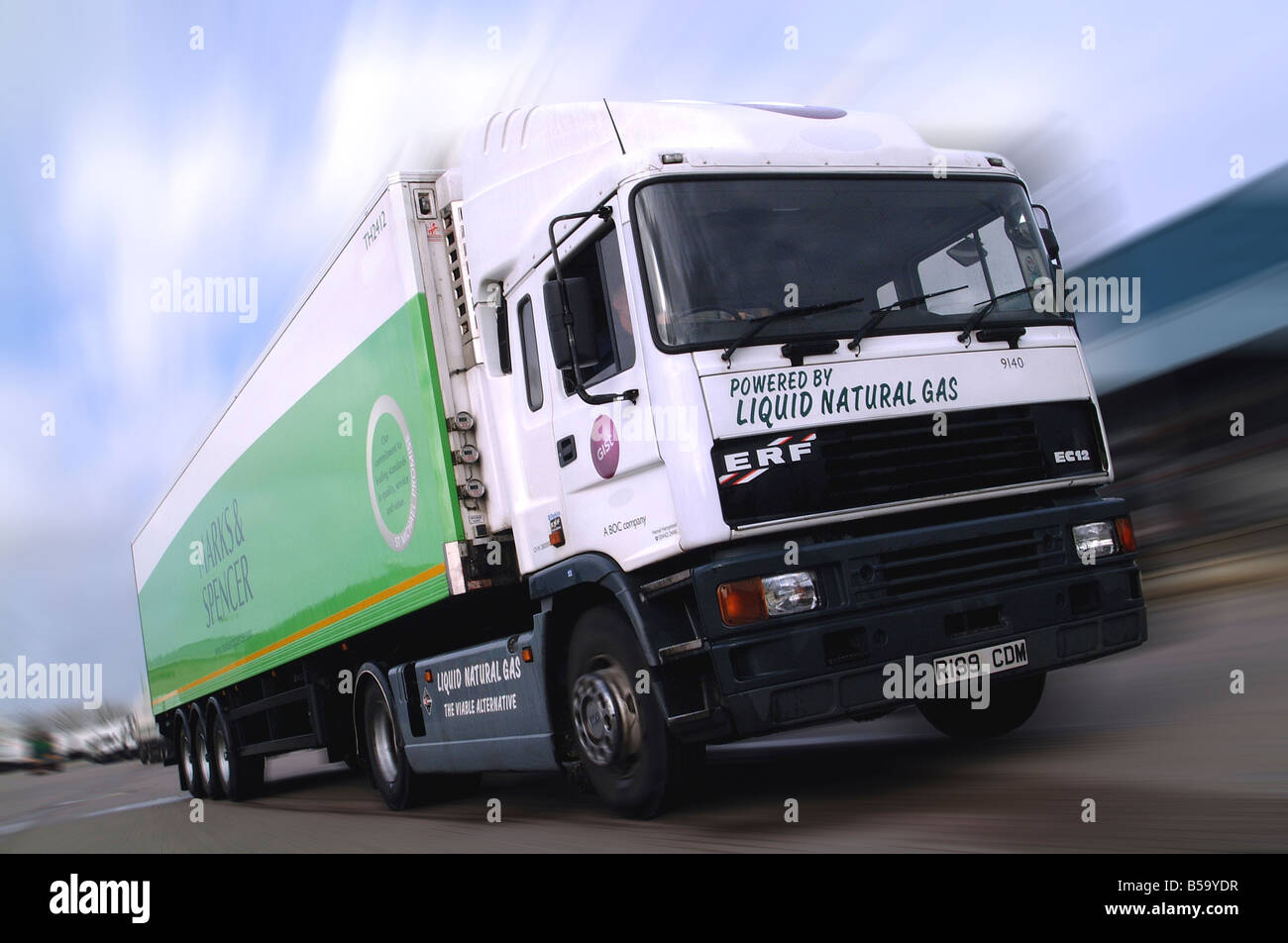 Marks and Spencer lorry powered by LNG (liquified natural gas) Stock Photo