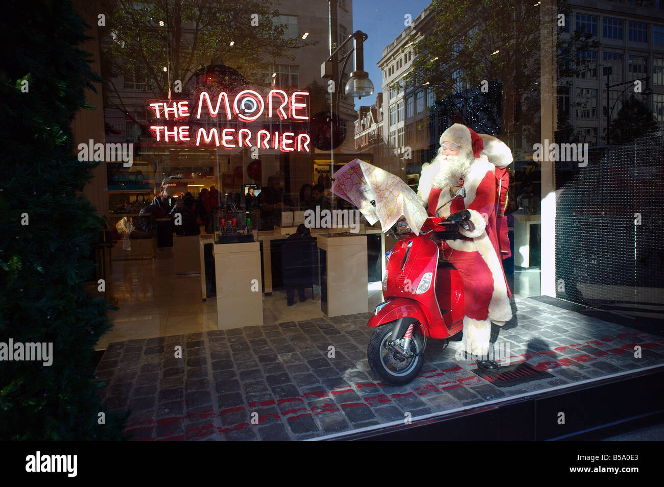 Father Christmas window display Selfridges Oxford Street London Stock