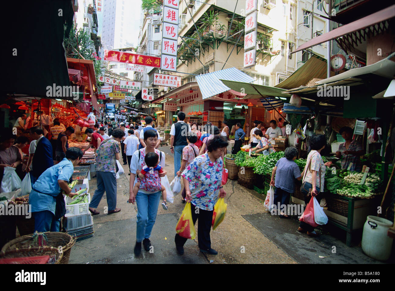 A busy market in Chinatown, a slice of old Hong Kong in Central, the