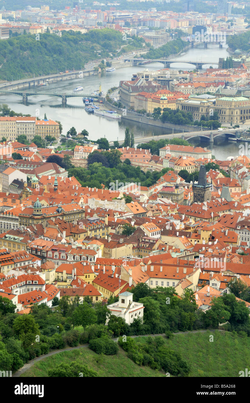 River Vltava flowing through the heart of Prague Czech Republic Stock